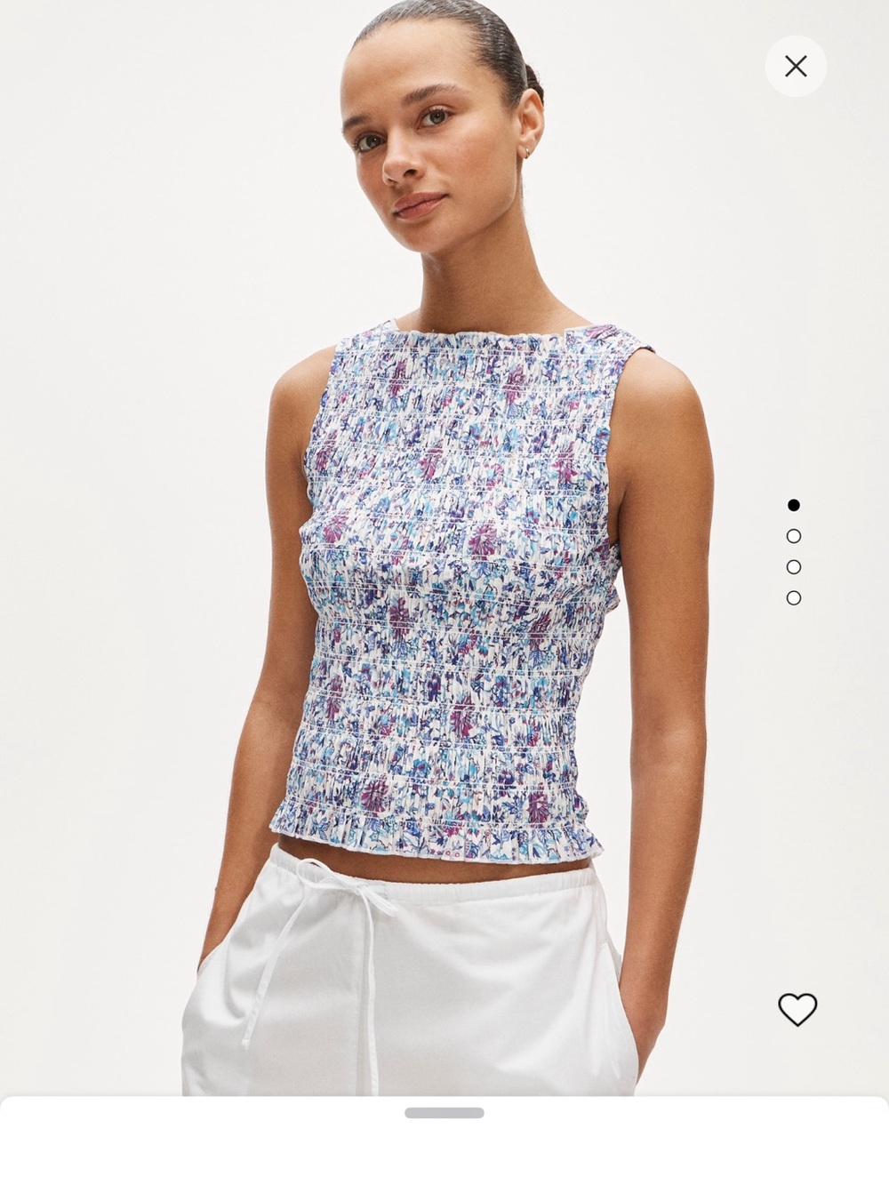 J. Crew Smocked Floral Tank